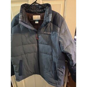 Mens Columbia Navy 550 Puffer Jacket.  Large. Blue. Duck Feather Blend. EUC!